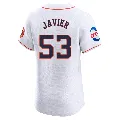 Men's Houston Astros ＃53 Cristian Javier White Elite Home Patch Jersey