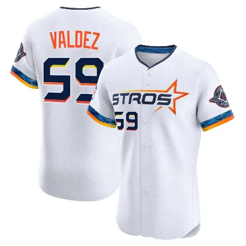 Men's Houston Astros ＃59 Framber Valdez White Elite 2025 City Connect Jersey