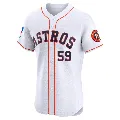Men's Houston Astros ＃59 Framber Valdez White Elite Home Patch Jersey