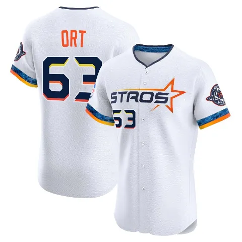 Men's Houston Astros ＃63 Kaleb Ort White Elite 2025 City Connect Jersey