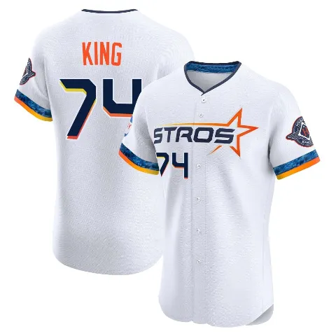 Men's Houston Astros ＃74 Bryan King White Elite 2025 City Connect Jersey