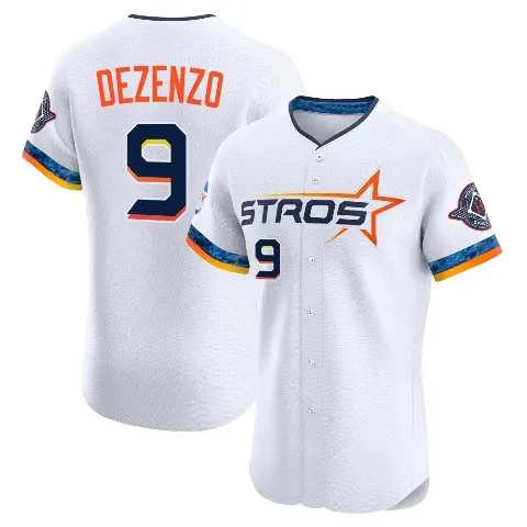 Men's Houston Astros ＃9 Zach Dezenzo White Elite 2025 City Connect Jersey