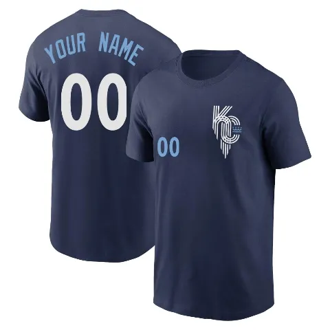 Men's Kansas City Royals ＃00 Custom T-Shirt Navy Custom 2022 City Connect Name & Number T-Shirt