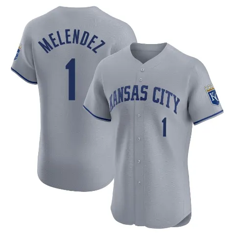 Men's Kansas City Royals ＃1 MJ Melendez Gray Elite Road Jersey