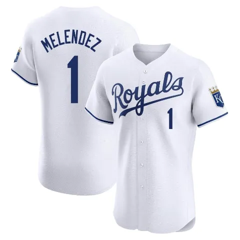 Men's Kansas City Royals ＃1 MJ Melendez White Elite Home Jersey