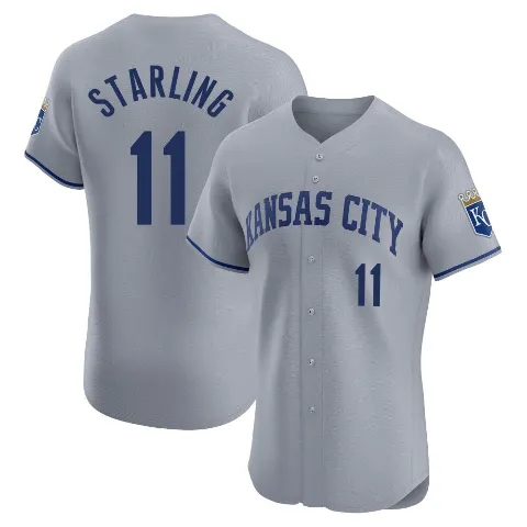 Men's Kansas City Royals ＃11 Bubba Starling Gray Elite Road Jersey