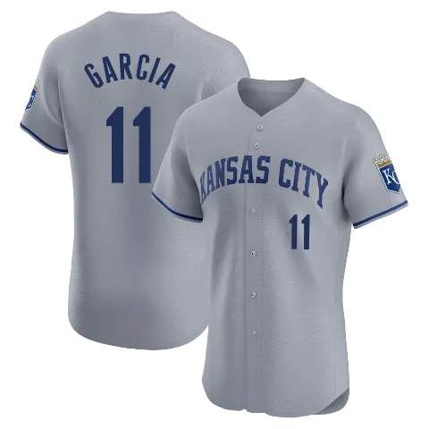 Men's Kansas City Royals ＃11 Maikel Garcia Gray Elite Road Jersey