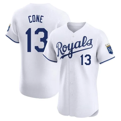 Men's Kansas City Royals ＃13 David Cone White Elite Home Jersey