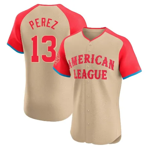 Men's Kansas City Royals ＃13 Salvador Perez Cream Elite American League 2024 All-Star Game Jersey