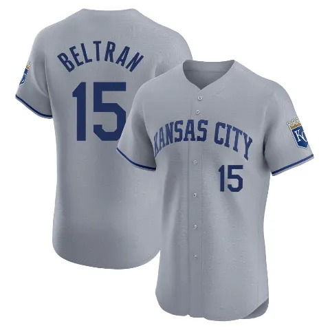 Men's Kansas City Royals ＃15 Carlos Beltran Gray Elite Road Jersey