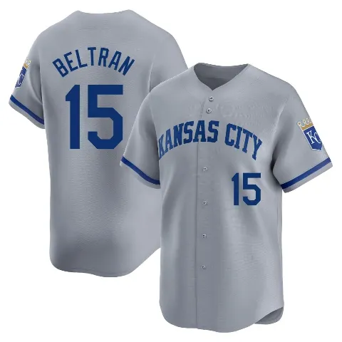 Men's Kansas City Royals ＃15 Carlos Beltran Gray Limited Away Jersey