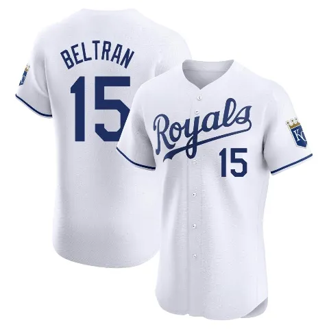 Men's Kansas City Royals ＃15 Carlos Beltran White Elite Home Jersey