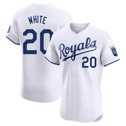 Men's Kansas City Royals ＃20 Frank White White Elite Home Jersey