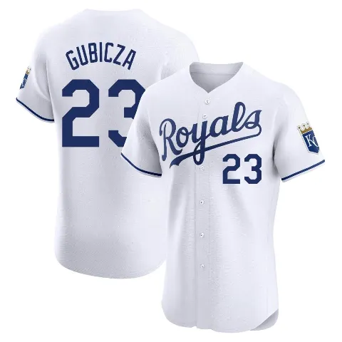 Men's Kansas City Royals ＃23 Mark Gubicza White Elite Home Jersey
