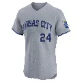 Men's Kansas City Royals ＃24 Michael Lorenzen Gray Elite Road Jersey