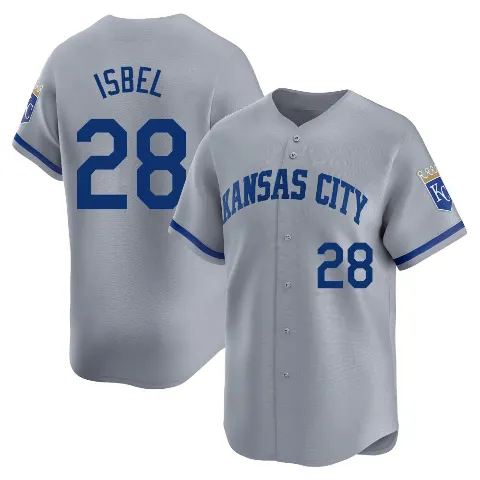 Men's Kansas City Royals ＃28 Kyle Isbel Gray Limited Away Jersey