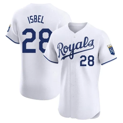 Men's Kansas City Royals ＃28 Kyle Isbel White Elite Home Jersey