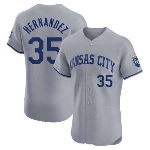 Men's Kansas City Royals ＃35 Diego Hernandez Gray Elite Road Jersey