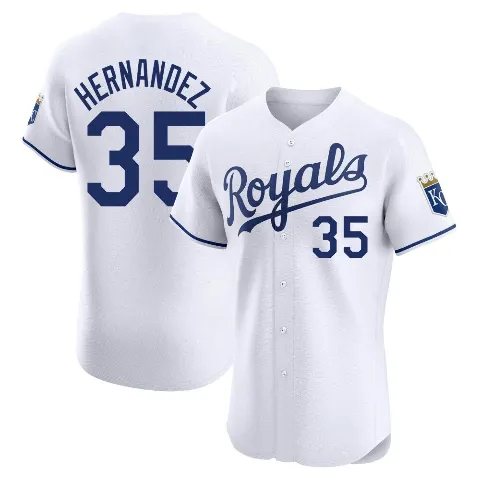 Men's Kansas City Royals ＃35 Diego Hernandez White Elite Home Jersey