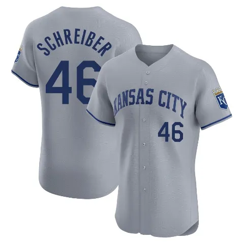 Men's Kansas City Royals ＃46 John Schreiber Gray Elite Road Jersey