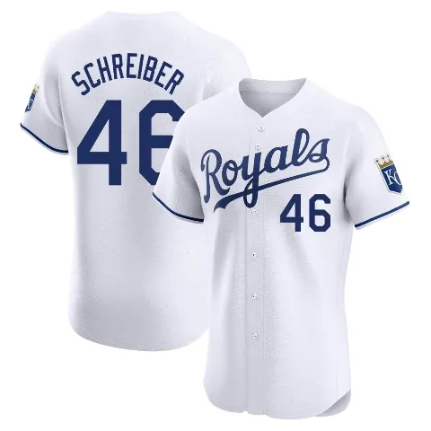Men's Kansas City Royals ＃46 John Schreiber White Elite Home Jersey