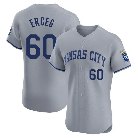Men's Kansas City Royals ＃60 Lucas Erceg Gray Elite Road Jersey