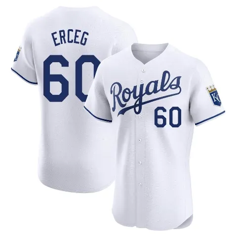 Men's Kansas City Royals ＃60 Lucas Erceg White Elite Home Jersey
