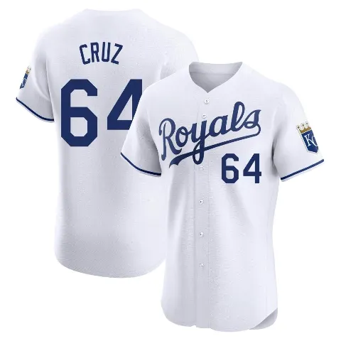 Men's Kansas City Royals ＃64 Steven Cruz White Elite Home Jersey