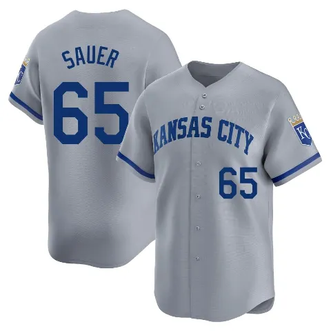 Men's Kansas City Royals ＃65 Matt Sauer Gray Limited Away Jersey