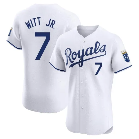 Men's Kansas City Royals ＃7 Bobby Witt Jr. White Elite Home Jersey