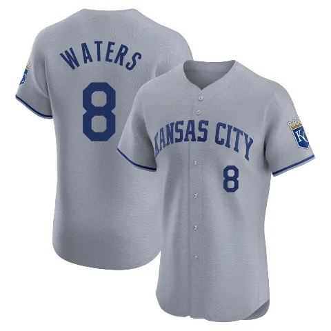 Men's Kansas City Royals ＃8 Drew Waters Gray Elite Road Jersey