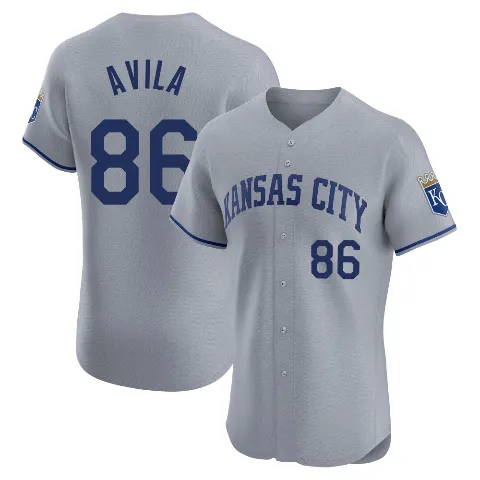 Men's Kansas City Royals ＃86 Luinder Avila Gray Elite Road Jersey