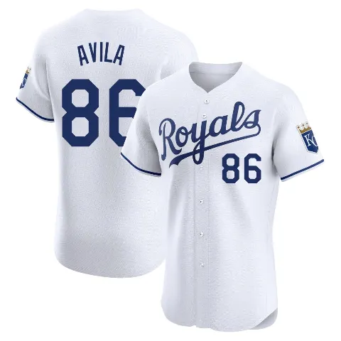 Men's Kansas City Royals ＃86 Luinder Avila White Elite Home Jersey