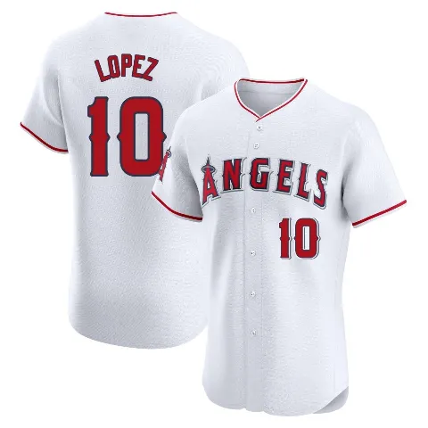 Men's Los Angeles Angels ＃10 Jack Lopez White Elite Home Jersey