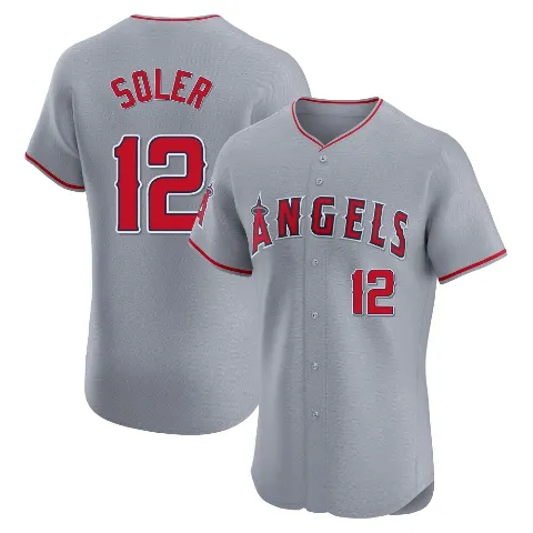 Men's Los Angeles Angels ＃12 Jorge Soler Gray Elite Road Jersey