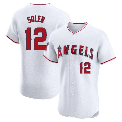 Men's Los Angeles Angels ＃12 Jorge Soler White Elite Home Jersey
