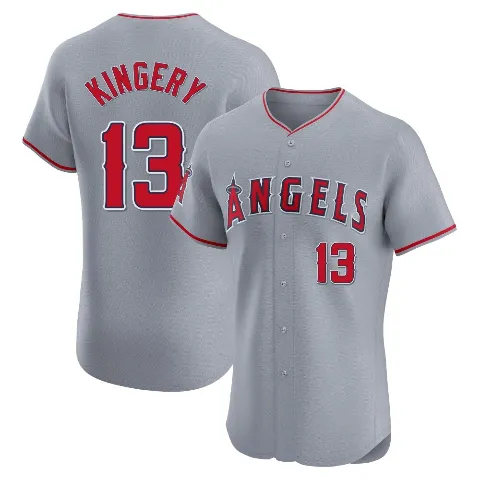 Men's Los Angeles Angels ＃13 Scott Kingery Gray Elite Road Jersey