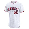 Men's Los Angeles Angels ＃25 Travis d'Arnaud White Elite Home Jersey