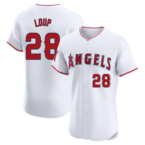 Men's Los Angeles Angels ＃28 Aaron Loup White Elite Home Jersey