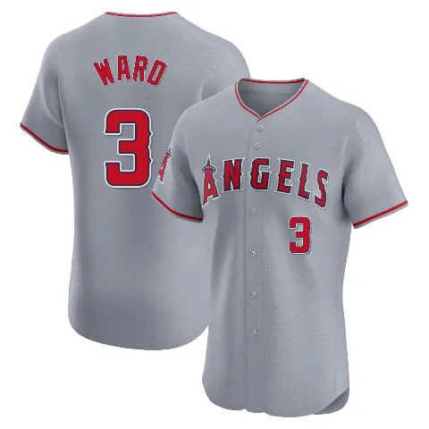 Men's Los Angeles Angels ＃3 Taylor Ward Gray Elite Road Jersey