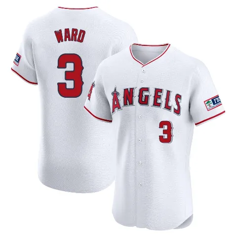 Men's Los Angeles Angels ＃3 Taylor Ward White Elite Home Patch Jersey