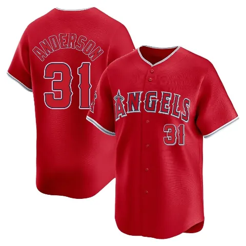 Men's Los Angeles Angels ＃31 Tyler Anderson Red Limited Alternate Jersey