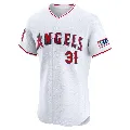 Men's Los Angeles Angels ＃31 Tyler Anderson White Elite Home Patch Jersey