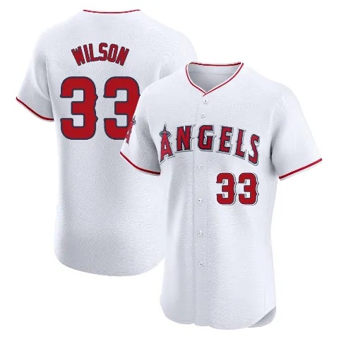 Men's Los Angeles Angels ＃33 C.J. Wilson White Elite Home Jersey