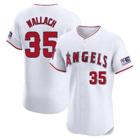 Men's Los Angeles Angels ＃35 Chad Wallach White Elite Home Patch Jersey