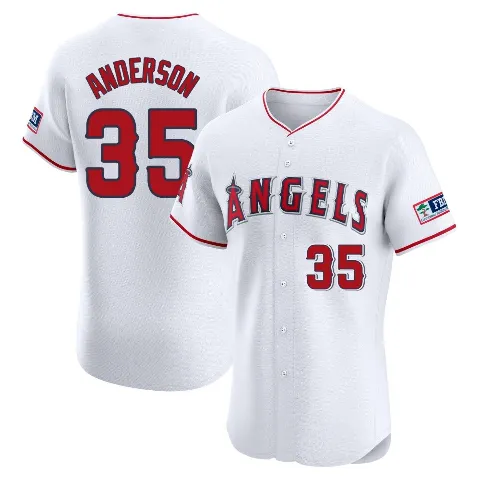 Men's Los Angeles Angels ＃35 Ian Anderson White Elite Home Patch Jersey