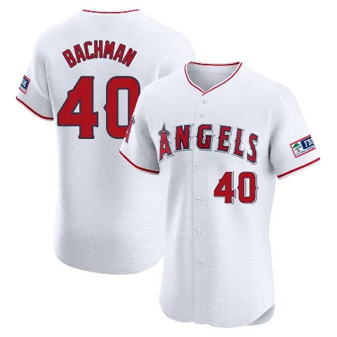 Men's Los Angeles Angels ＃40 Sam Bachman White Elite Home Patch Jersey