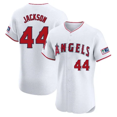 Men's Los Angeles Angels ＃44 Reggie Jackson White Elite Home Patch Jersey