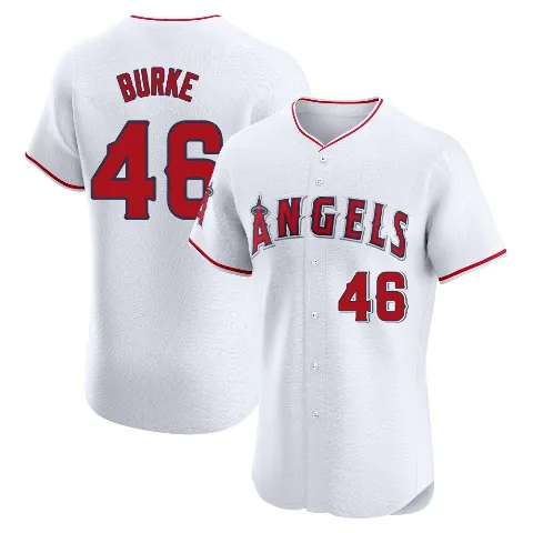 Men's Los Angeles Angels ＃46 Brock Burke White Elite Home Jersey