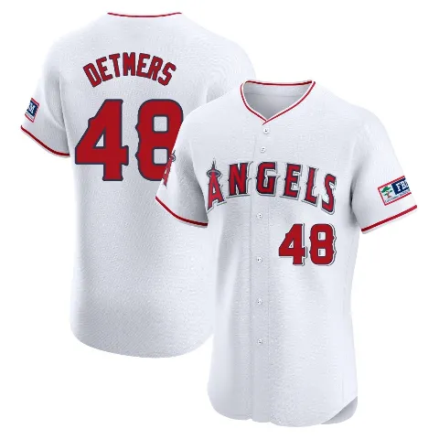 Men's Los Angeles Angels ＃48 Reid Detmers White Elite Home Patch Jersey